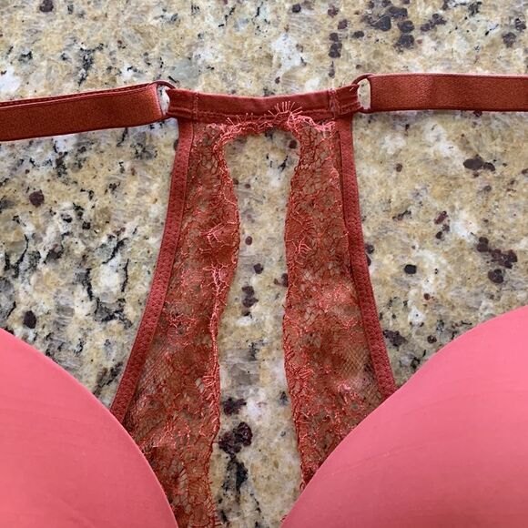 Victoria’s Secret t-shirt lightly lined wireless Rust Lace Racerback Bra 38DD - Picture 3 of 8
